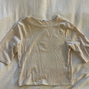 Reformation Cream Ribbed Tee